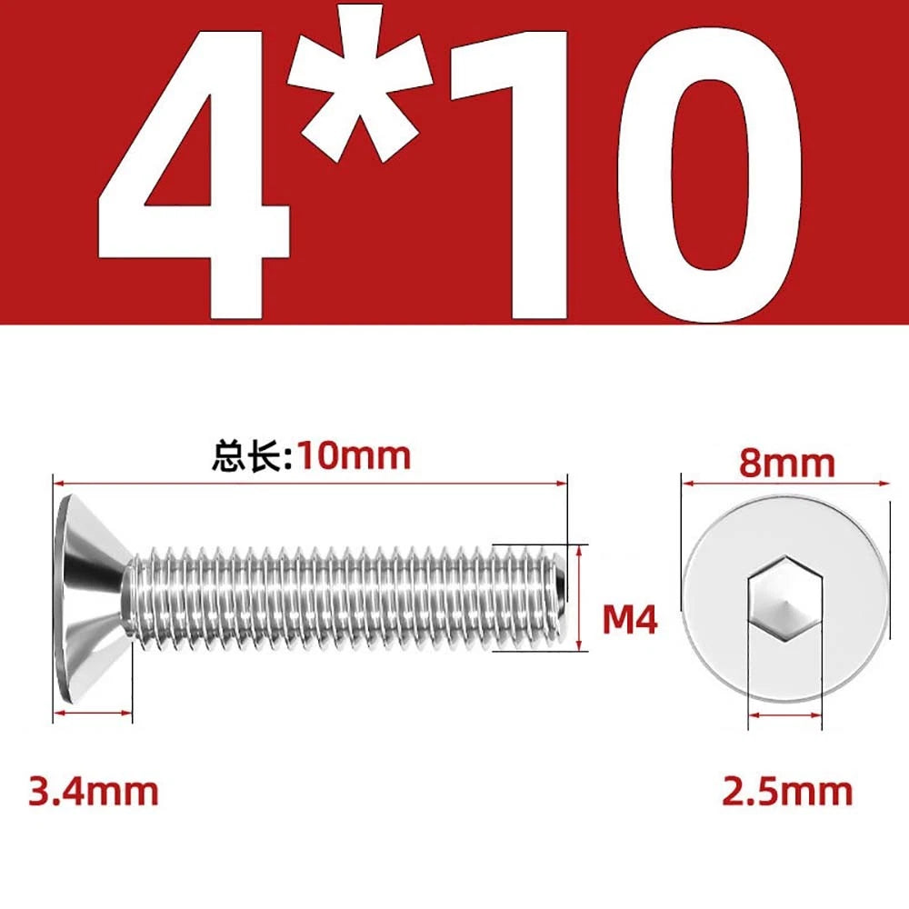 Countersunk Hex Socket Screws – A2 Stainless Steel, M2 to M16, DIN 7991, Fully Threaded