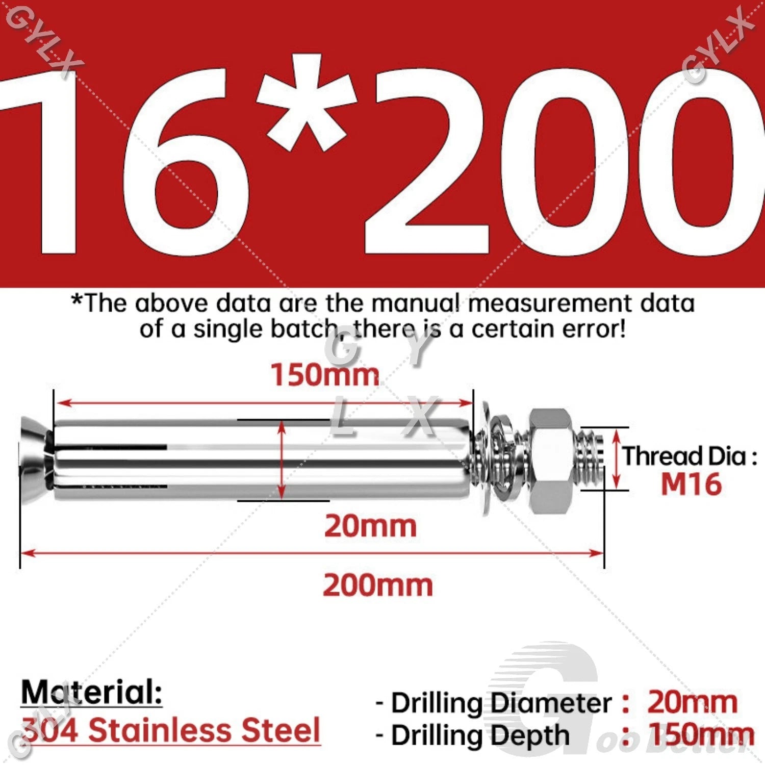 Concrete Expansion Bolts Wall Anchor Screws — M6 to M20 | Stainless Steel & Zinc Plated