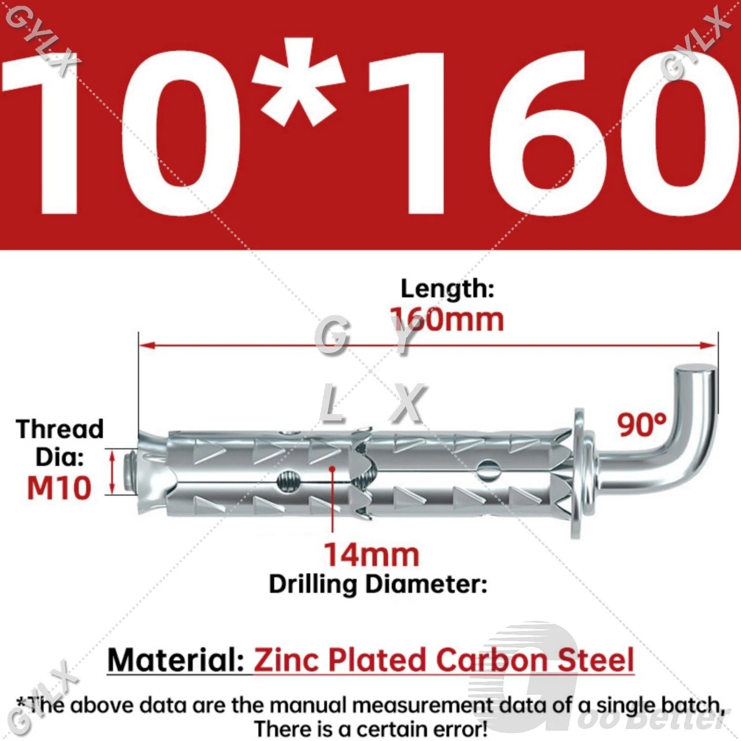 Galvanized Masonry Concrete Expansion Bolts — M6 M8 M10 M12 Wall Anchor Screws