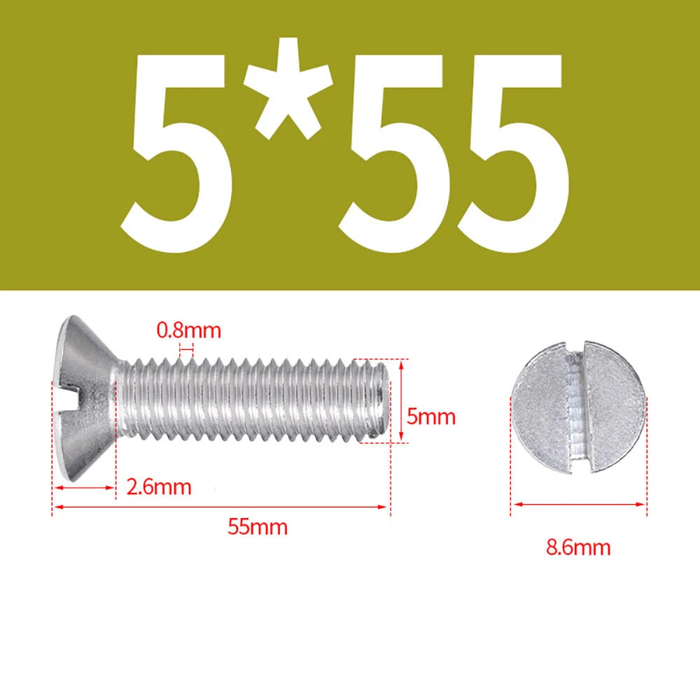 M1.6–M8 A2 Stainless Steel Flat Head Slotted Machine Screws | Countersunk Bolts