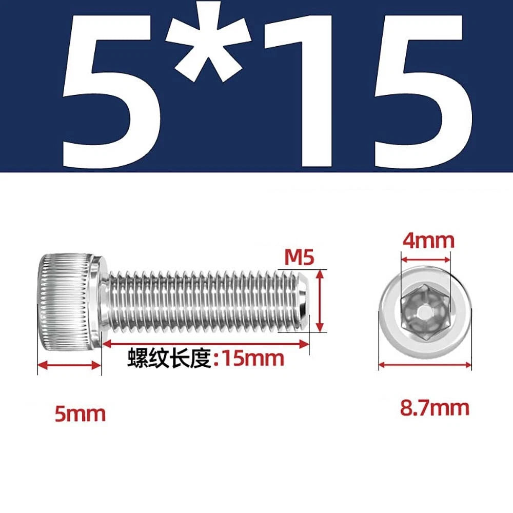 M3 M4 M5 Socket Head Cap Screws – A2 Stainless Steel, High Strength & Corrosion Resistant