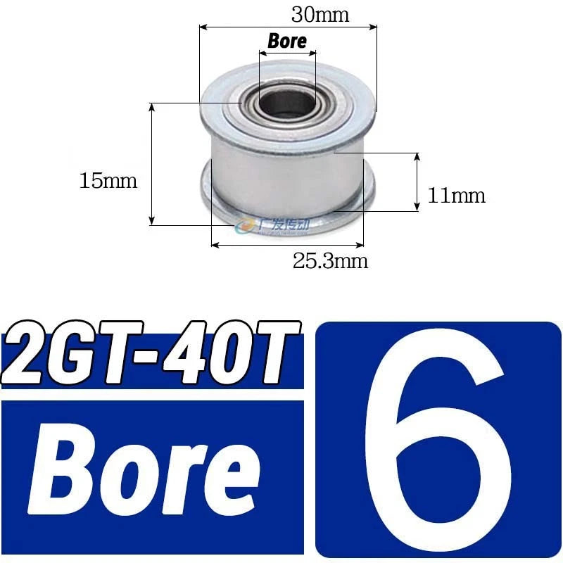 GT2 Timing Belt Pulley 16-100 Teeth 6-10mm Teeth Width Bore 3mm-25mm For 3D