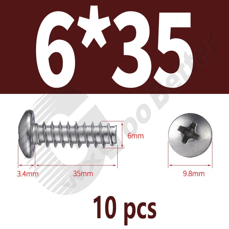 Pan Head Sheet Metal Screws Metric M1~M6 A2 Stainless Steel Sheet Metal Screws