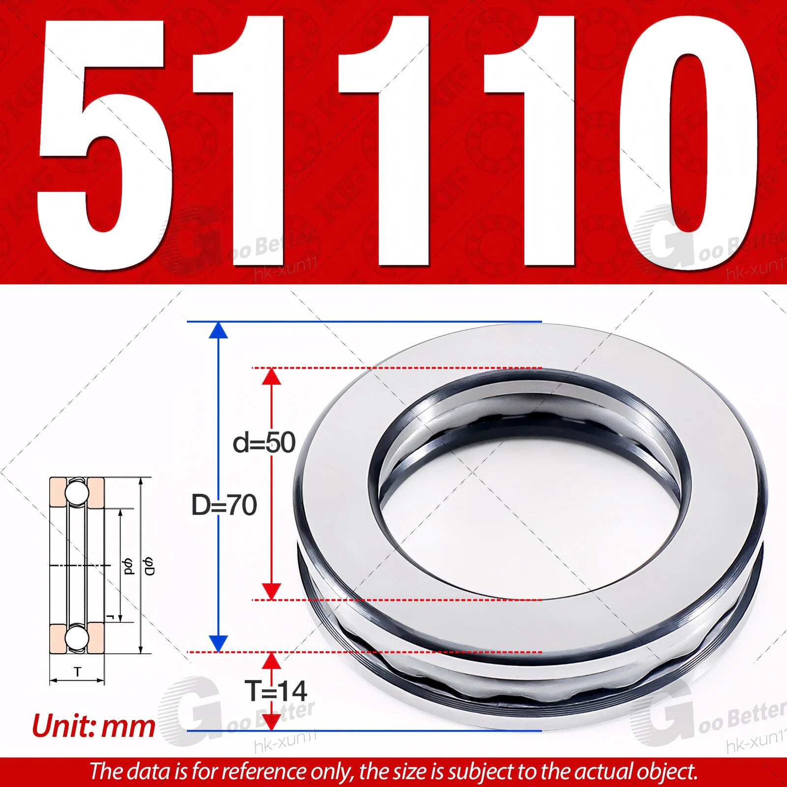 Plane Axial Ball Bearing Thrust Bearings F2-6M - F13-22M- 51100 - 51413 Series