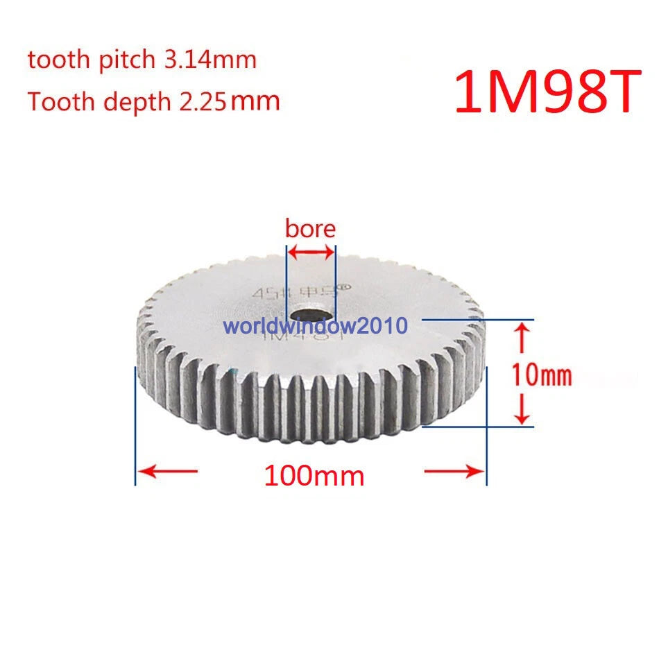 45# Steel Spur Gear 1M12T-1M100T Metal Mod 1 Pinion Gear 12-100 Tooth Moter Gear