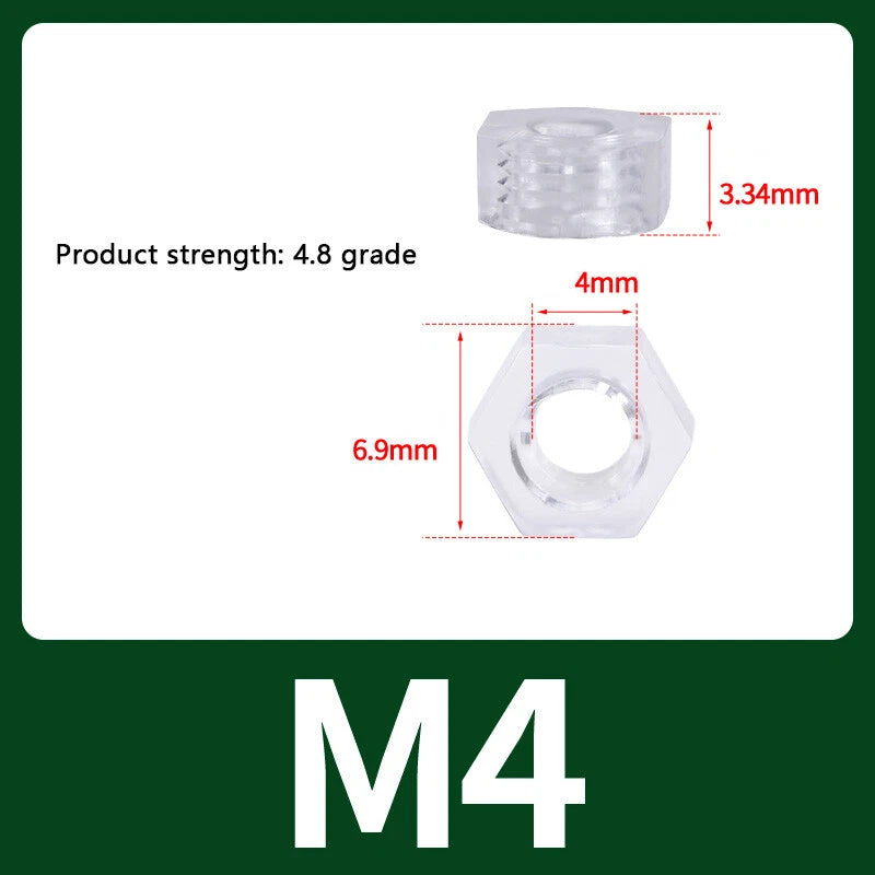 M2-M10 Clear Plastic Phillips Round/Pan Head Machine Screws Cross Screws Hex Nut