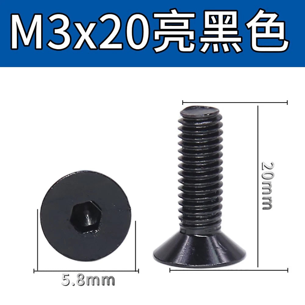 M3 Countersunk Hex Socket Aluminum Anodized Machine Screws — 10 Colors, 5–50 Pcs