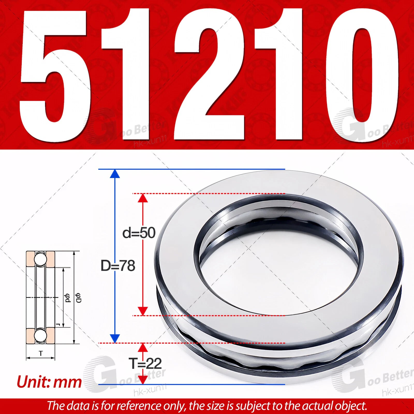 Plane Axial Ball Bearing Thrust Bearings F2-6M - F13-22M- 51100 - 51413 Series
