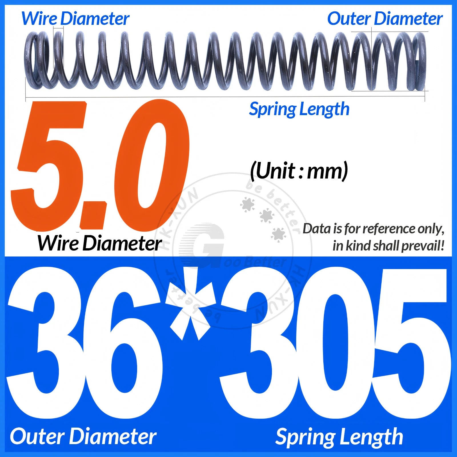 Length 305mm Compression Spring Pressure Springs OD 3-60mm Wire Dia 0.3mm-6.0mm