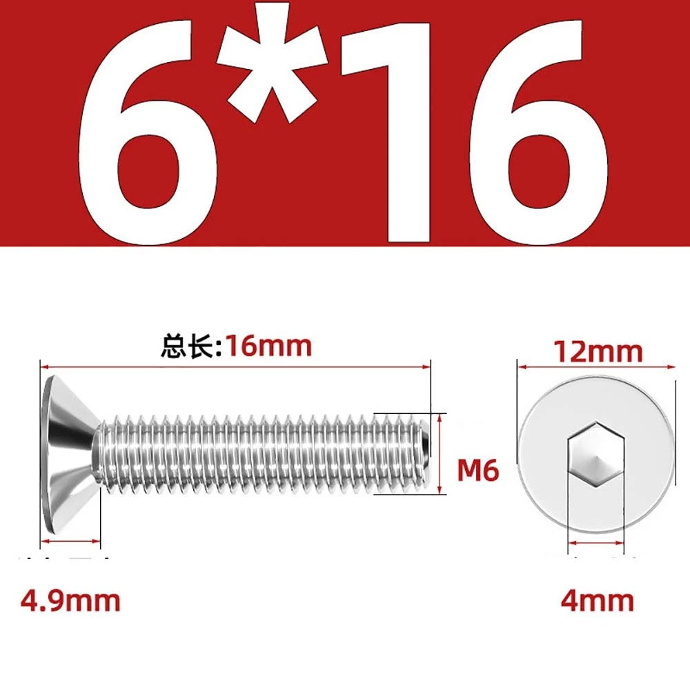 A4 Stainless Steel Countersunk Hex Socket Screws – Marine Grade, M2 to M16 (DIN 7991)