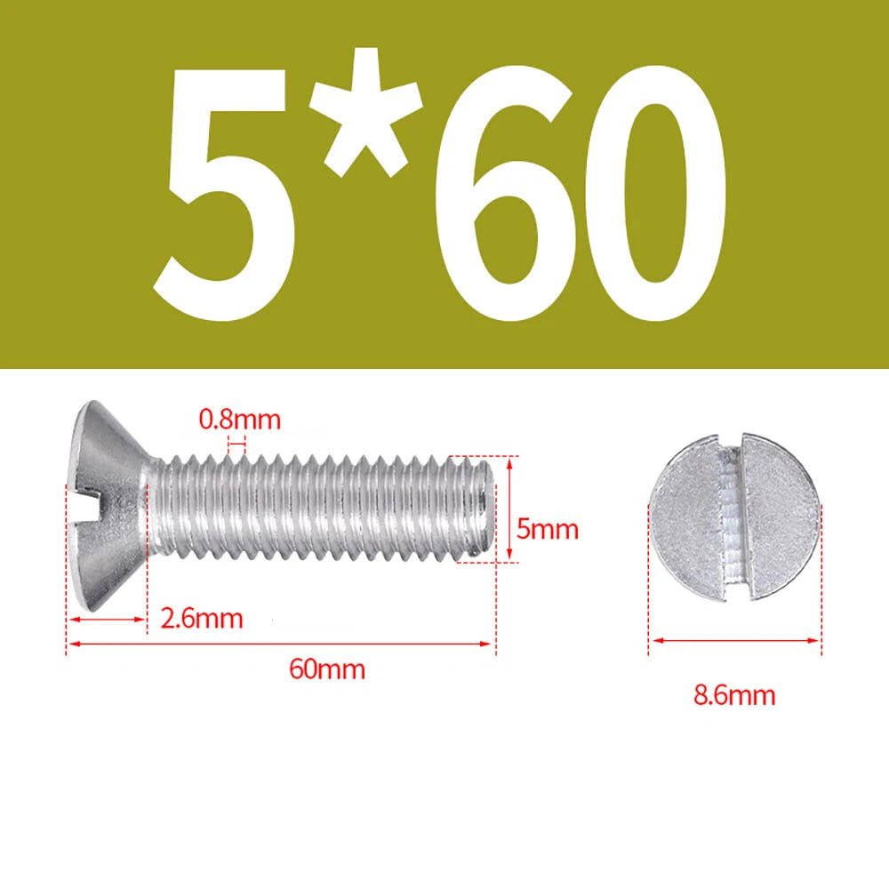 M1.6–M8 A2 Stainless Steel Flat Head Slotted Machine Screws | Countersunk Bolts