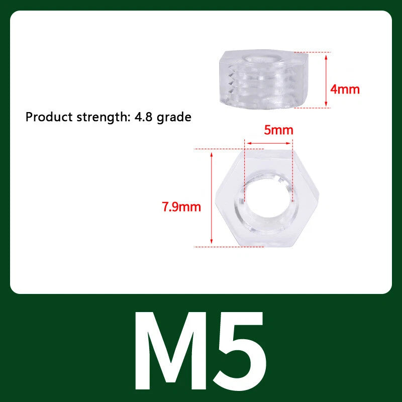 M2-M10 Clear Plastic Phillips Round/Pan Head Machine Screws Cross Screws Hex Nut