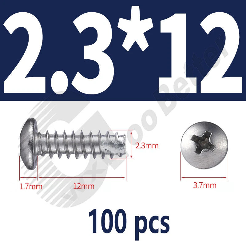Pan Head Sheet Metal Screws Metric M1~M6 A2 Stainless Steel Sheet Metal Screws