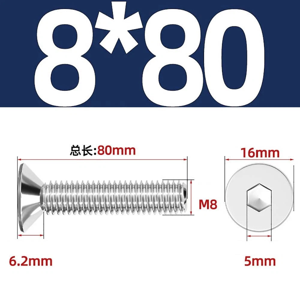 Countersunk Hex Socket Screws – A2 Stainless Steel, M2 to M16, DIN 7991, Fully Threaded