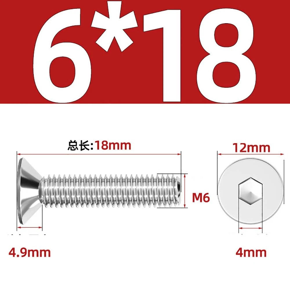 A4 Stainless Steel Countersunk Hex Socket Screws – Marine Grade, M2 to M16 (DIN 7991)