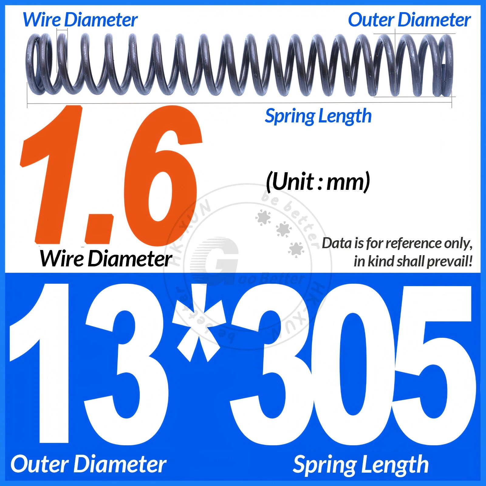 Length 305mm Compression Spring Pressure Springs OD 3-60mm Wire Dia 0.3mm-6.0mm
