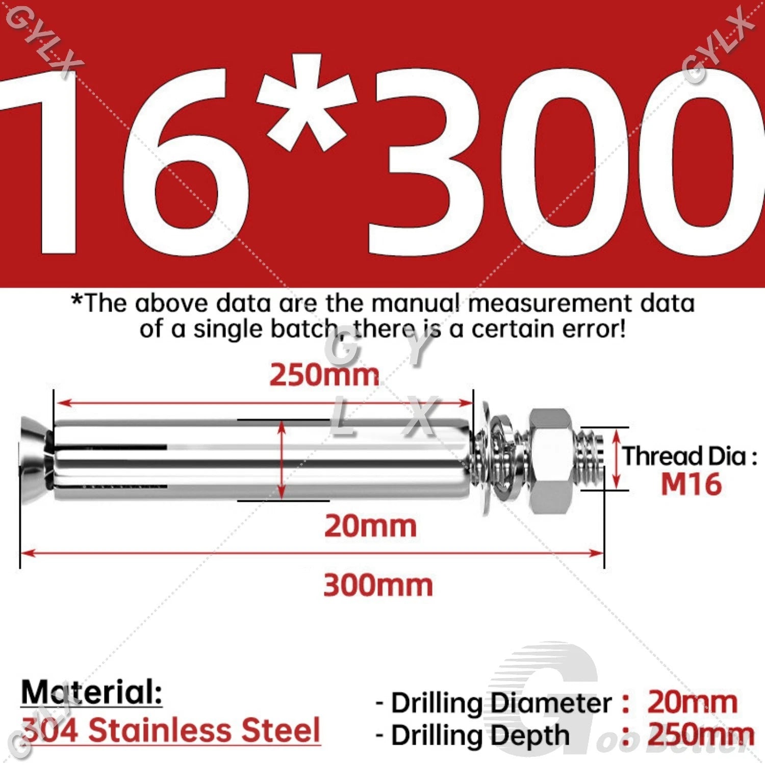 Concrete Expansion Bolts Wall Anchor Screws — M6 to M20 | Stainless Steel & Zinc Plated