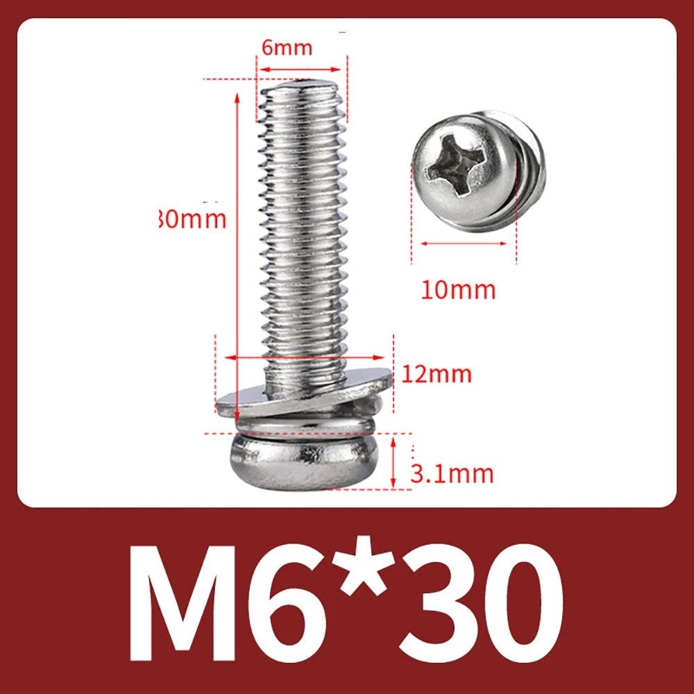 M2–M10 Phillips Button Head Machine Screws — 304 Stainless Steel - HomeDIYer
