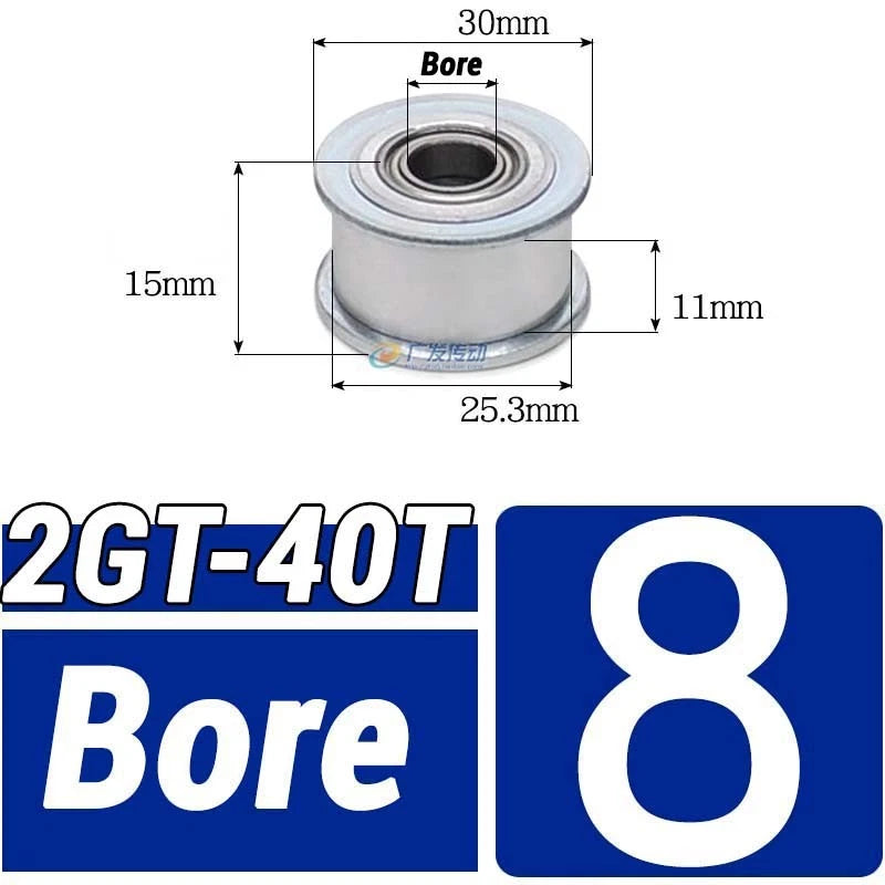 GT2 Timing Belt Pulley 16-100 Teeth 6-10mm Teeth Width Bore 3mm-25mm For 3D