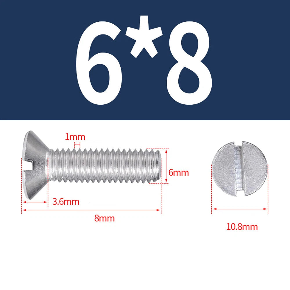 M1.6–M8 A2 Stainless Steel Flat Head Slotted Machine Screws | Countersunk Bolts