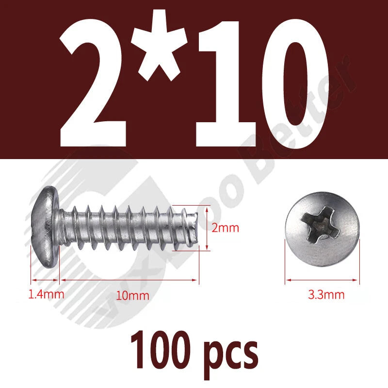 Pan Head Sheet Metal Screws Metric M1~M6 A2 Stainless Steel Sheet Metal Screws