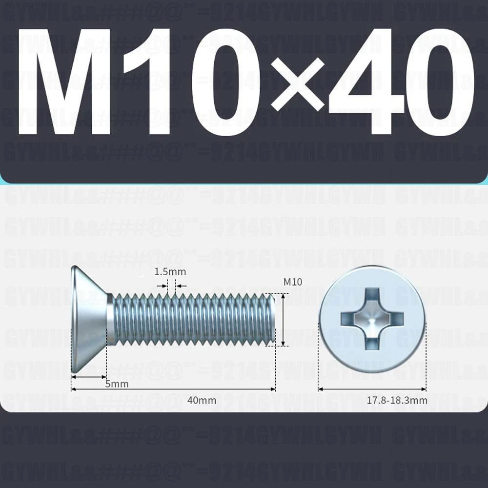 M3–M12 Zinc Plated Phillips Countersunk Machine Screws DIN 965 | Flat Head Bolts