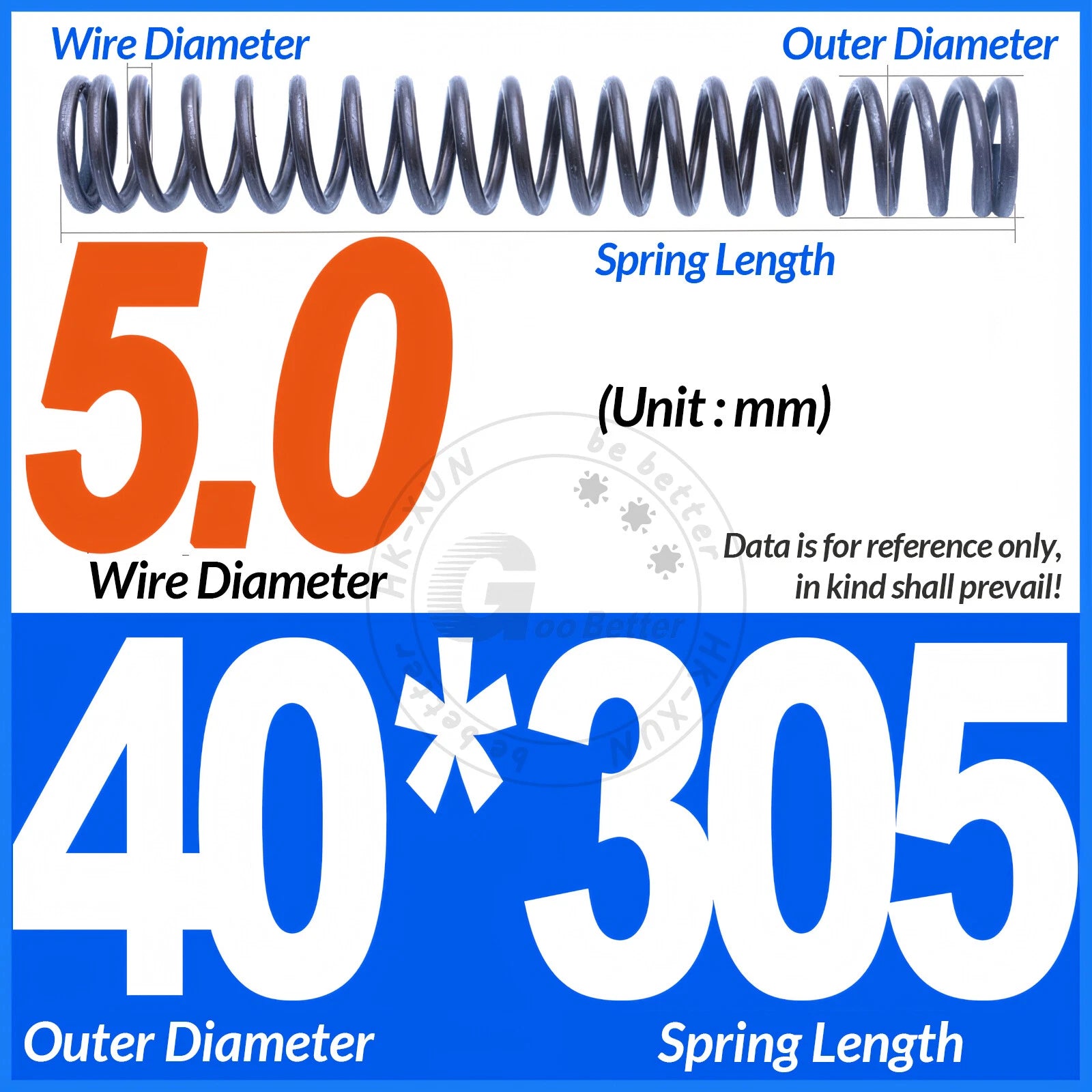 Length 305mm Compression Spring Pressure Springs OD 3-60mm Wire Dia 0.3mm-6.0mm
