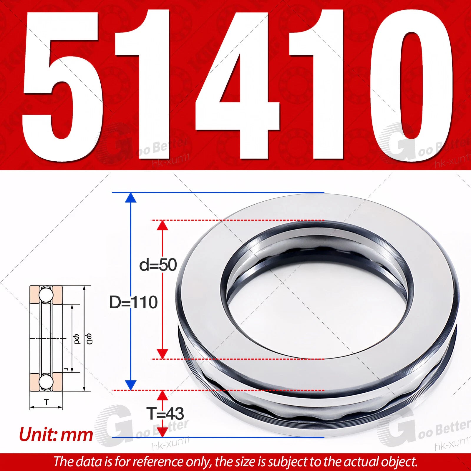 Plane Axial Ball Bearing Thrust Bearings F2-6M - F13-22M- 51100 - 51413 Series