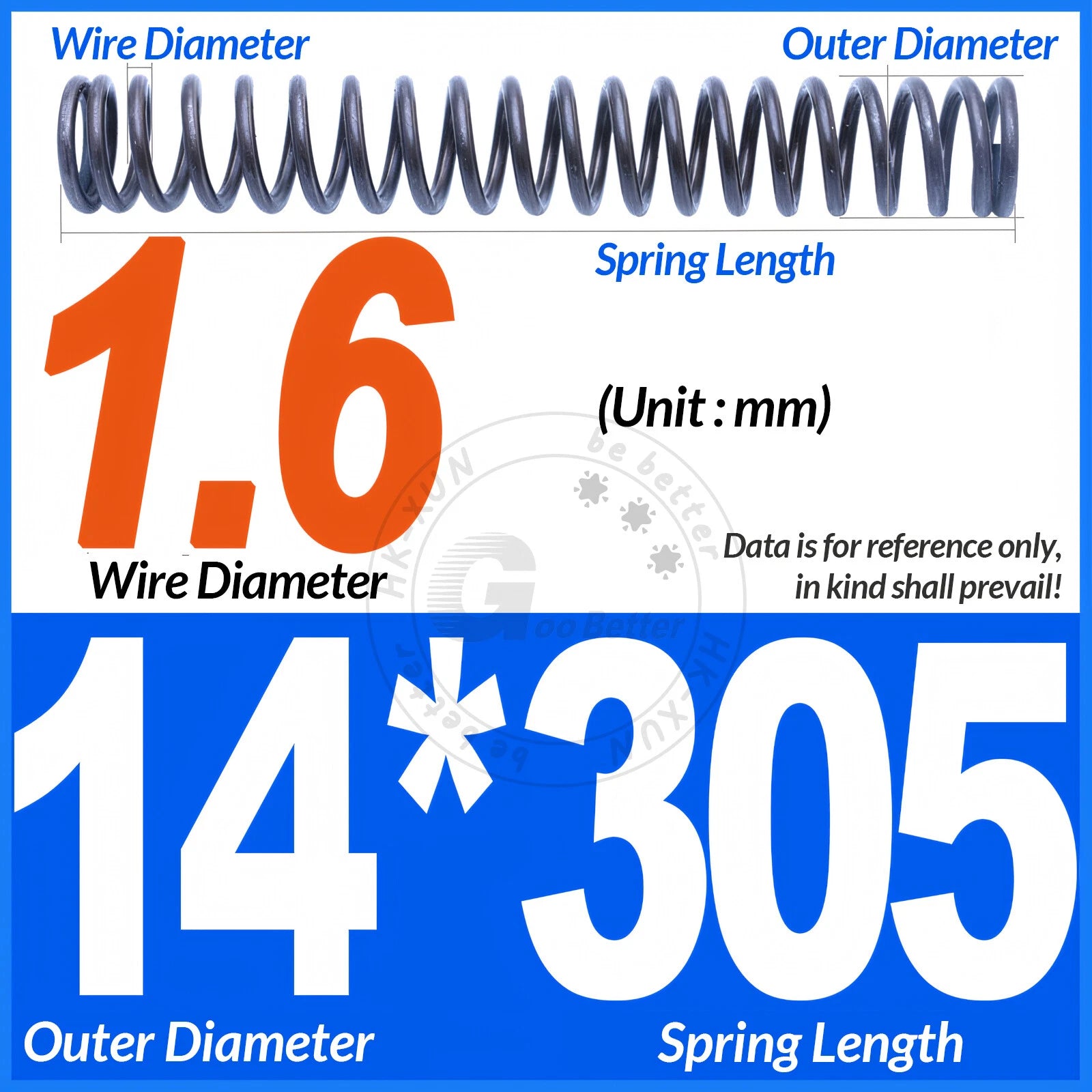 Length 305mm Compression Spring Pressure Springs OD 3-60mm Wire Dia 0.3mm-6.0mm