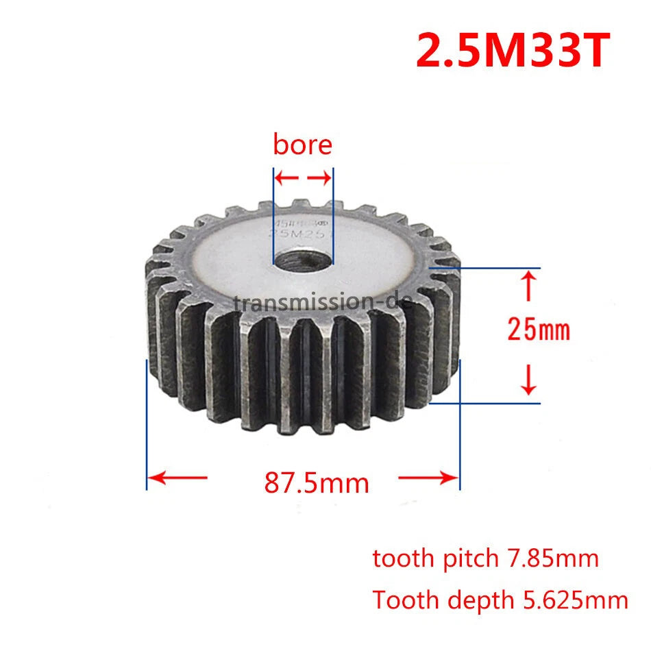 Mod 2/2.5/3/4/5 Spur Gear 10T-63T 45# Steel Pinion Gear Metal Gear Thick 20-40mm