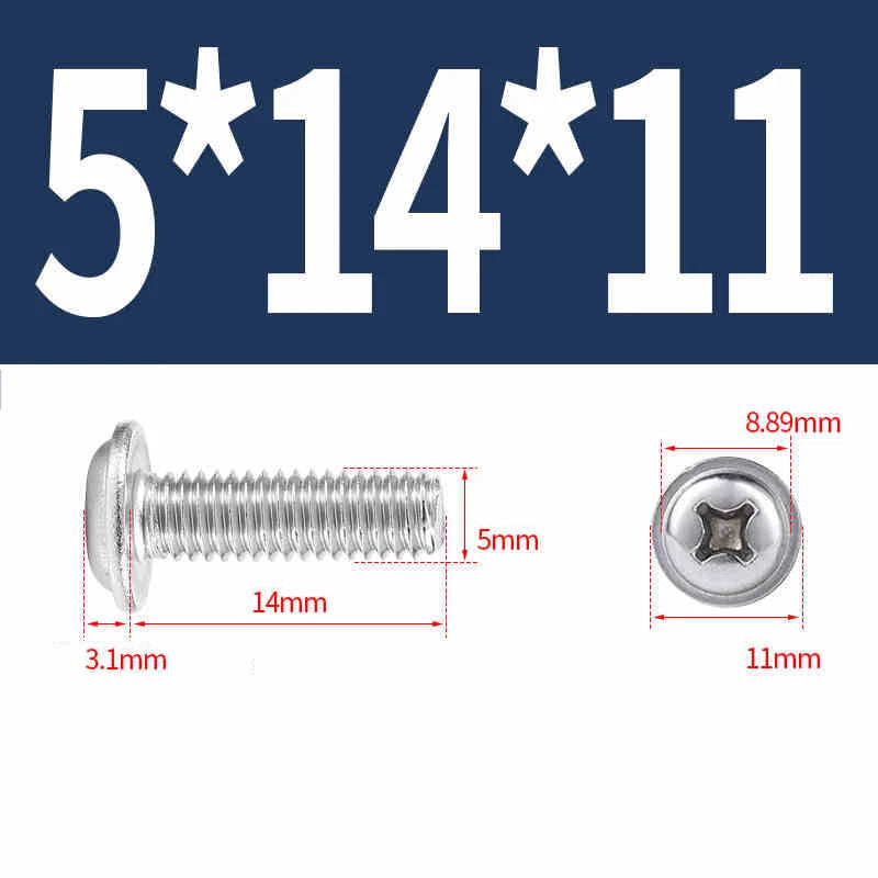 Phillips Flanged Pan Head Machine Screws – 304 / 316 Stainless Steel, Built‑in Washer (3–60mm Lengths)
