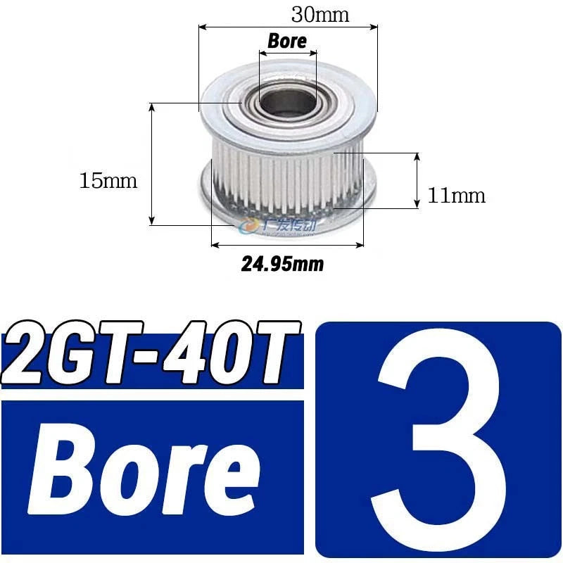 GT2 Timing Belt Pulley 16-100 Teeth 6-10mm Teeth Width Bore 3mm-25mm For 3D