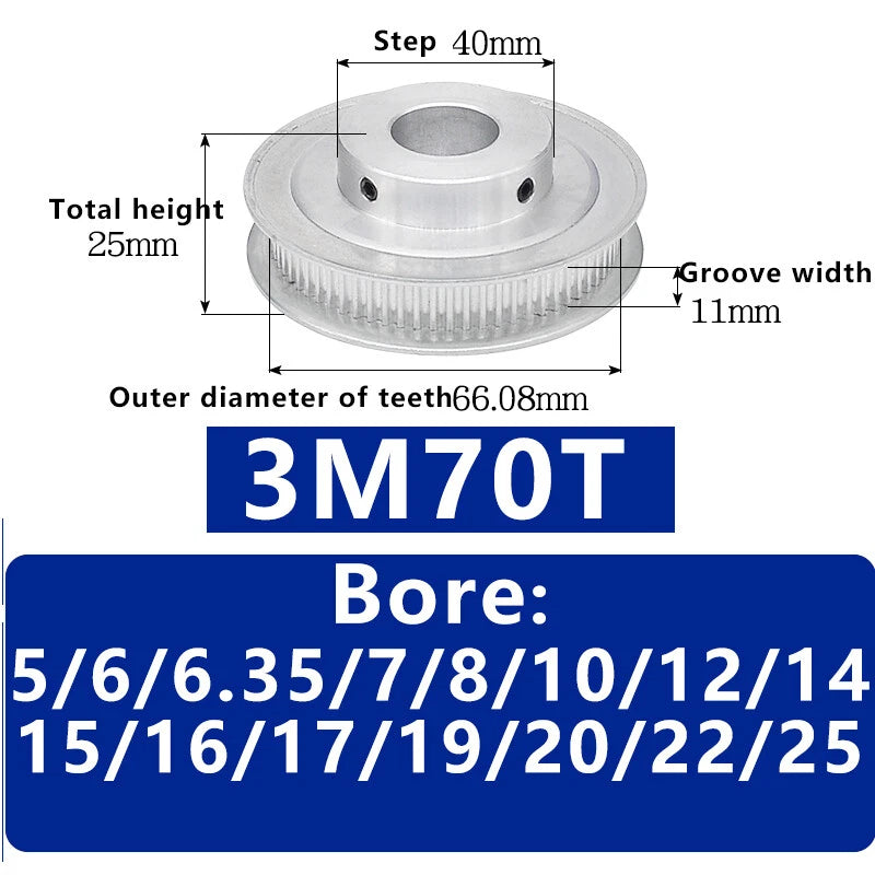 3M 20T~120T Synchronous Wheel Timing Belt Pulley With Step For 10 mm Width Belt