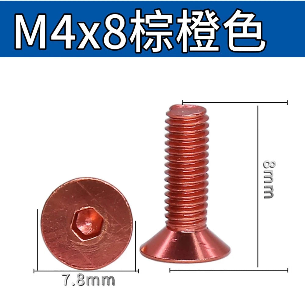 M3.5 / M4 Countersunk Hex Socket Screws — Anodized Aluminum Alloy, 10 Colors