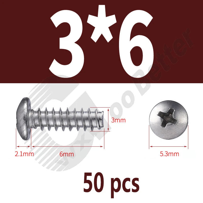 Pan Head Sheet Metal Screws Metric M1~M6 A2 Stainless Steel Sheet Metal Screws