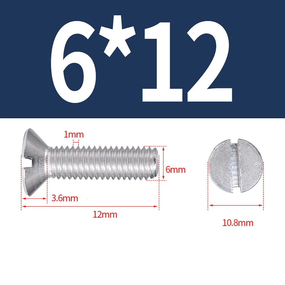 M1.6–M8 A2 Stainless Steel Flat Head Slotted Machine Screws | Countersunk Bolts