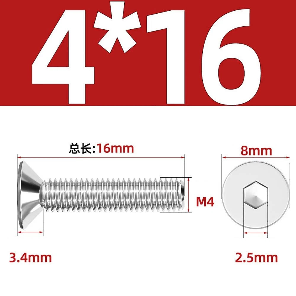 Countersunk Hex Socket Screws – A2 Stainless Steel, M2 to M16, DIN 7991, Fully Threaded