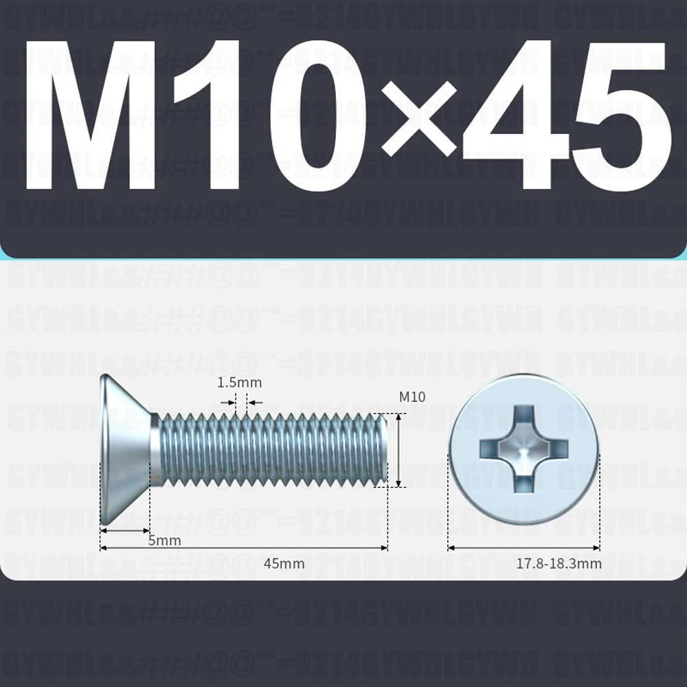 M3–M12 Zinc Plated Phillips Countersunk Machine Screws DIN 965 | Flat Head Bolts