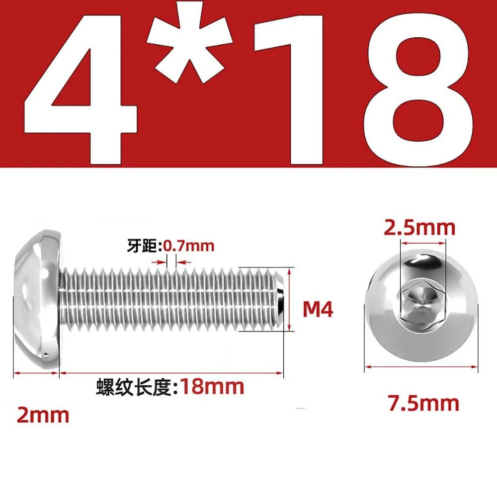 M1.6–M5 A2 Stainless Steel Button Head Socket Cap Screws – Round Pan Head, Hex Drive, Fully Threaded