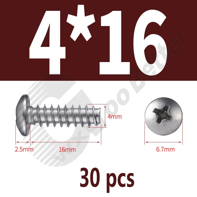 Pan Head Sheet Metal Screws Metric M1~M6 A2 Stainless Steel Sheet Metal Screws