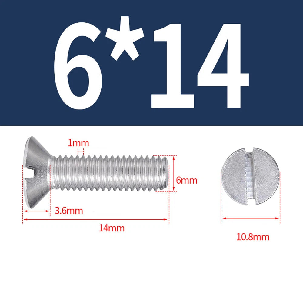 M1.6–M8 A2 Stainless Steel Flat Head Slotted Machine Screws | Countersunk Bolts