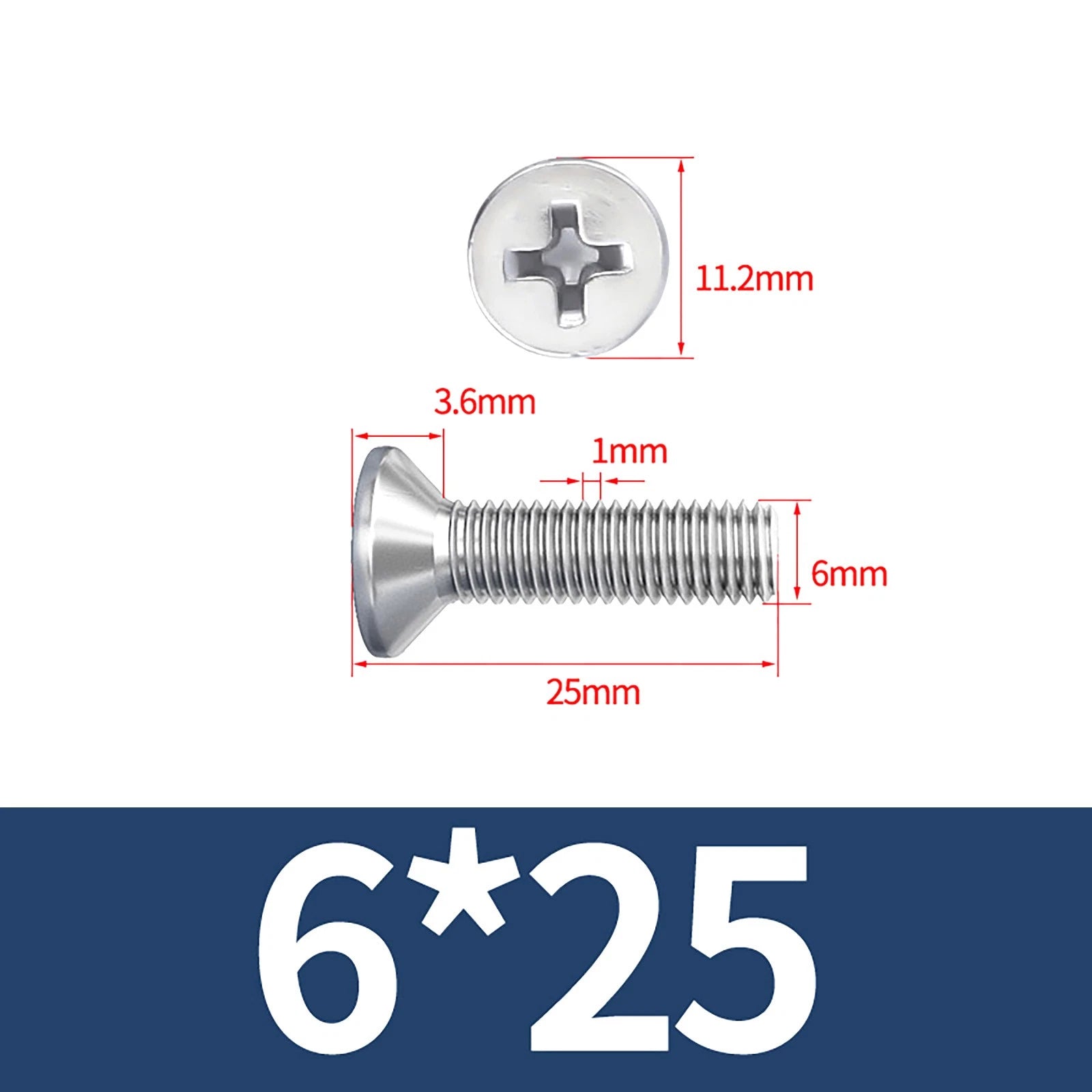 M3–M10 Phillips Countersunk Machine Screws – A2 Stainless Steel, Flat Head, Fully Threaded (3–100mm Overall Length)