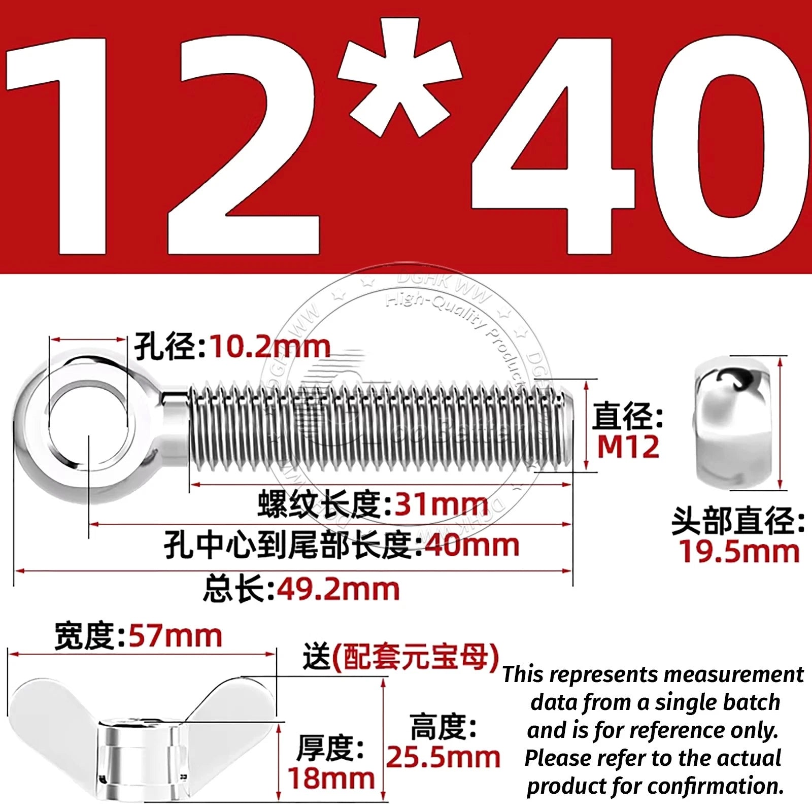 Eye Bolts with Nut — Forged Stainless Steel Threaded Ring Hanging Screws
