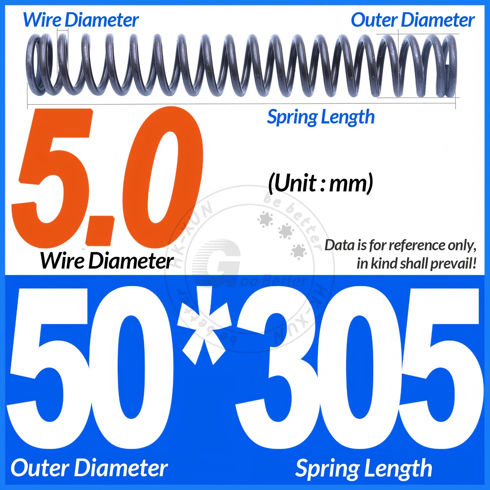 Length 305mm Compression Spring Pressure Springs OD 3-60mm Wire Dia 0.3mm-6.0mm