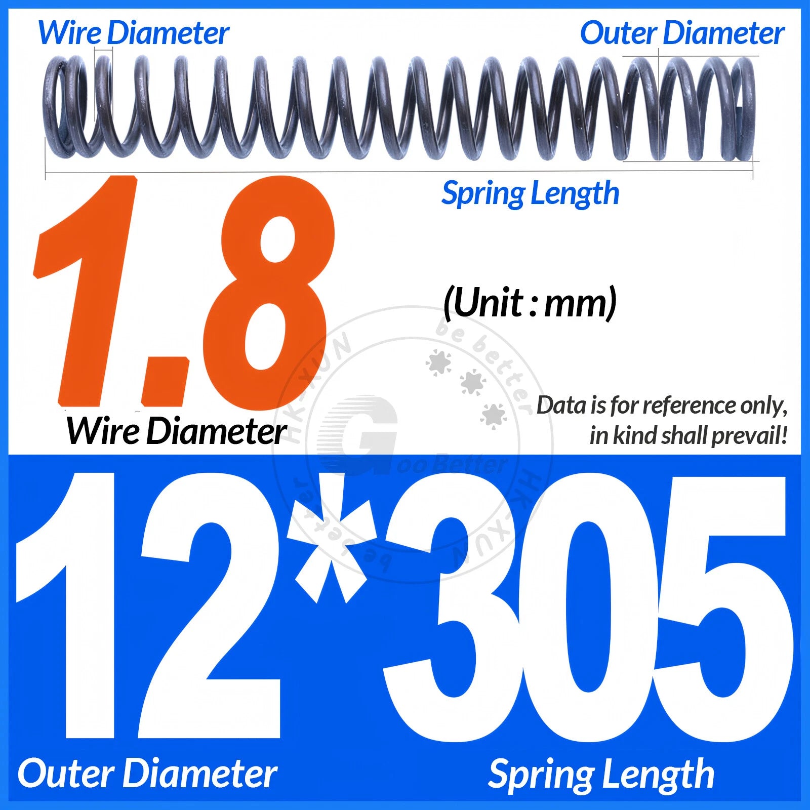 Length 305mm Compression Spring Pressure Springs OD 3-60mm Wire Dia 0.3mm-6.0mm