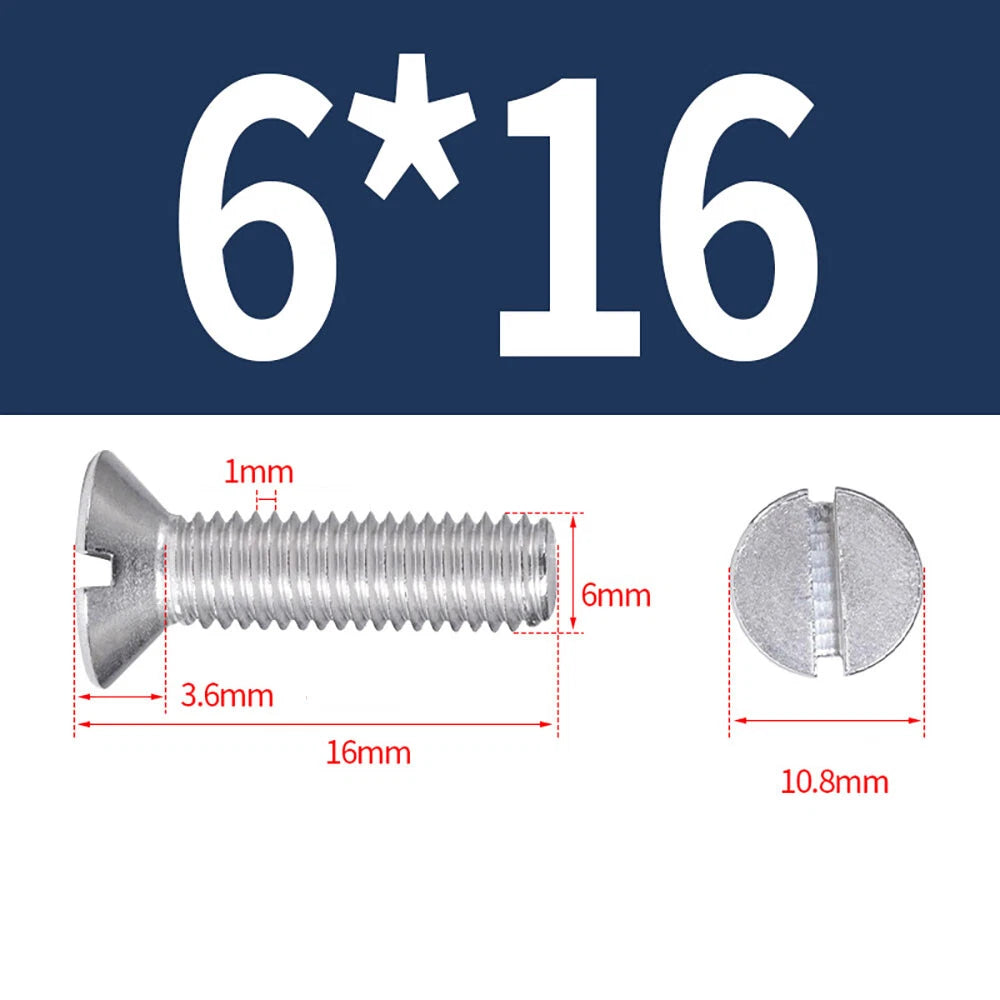 M1.6–M8 A2 Stainless Steel Flat Head Slotted Machine Screws | Countersunk Bolts