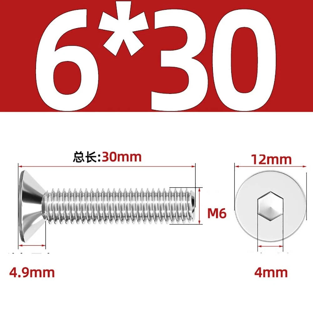 A4 Stainless Steel Countersunk Hex Socket Screws – Marine Grade, M2 to M16 (DIN 7991)