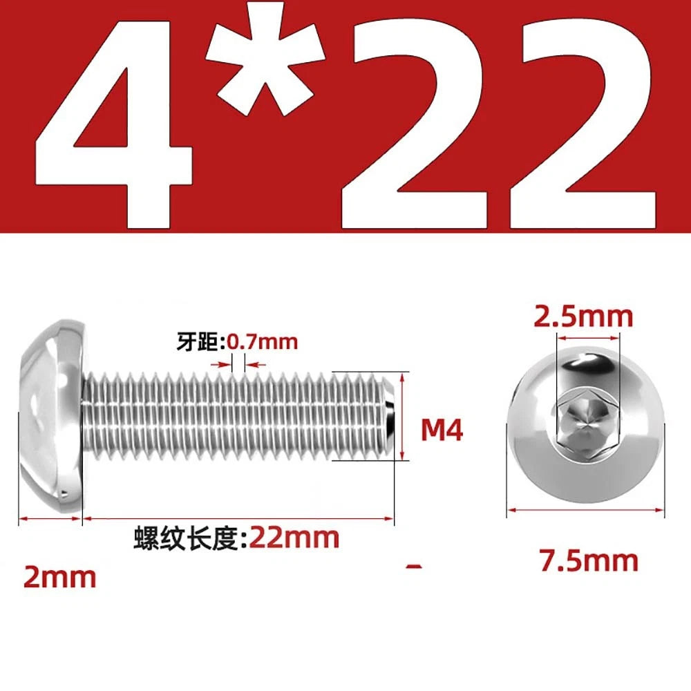M1.6–M5 A2 Stainless Steel Button Head Socket Cap Screws – Round Pan Head, Hex Drive, Fully Threaded