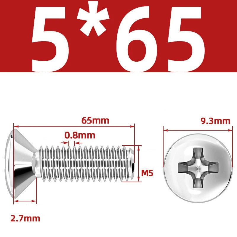 Phillips Oval Head Machine Screws Stainless Steel — M1.6 to M10, All Sizes