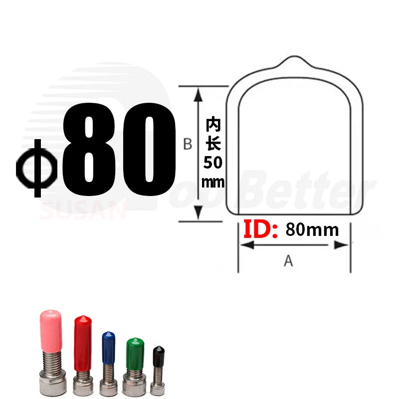 PVC End Caps for Screws, Bolts, Rods & Tubes – Thread Cover Protector, Cable Insulation Caps (1.3mm – 90mm, Black, 15-50mm Lengths)